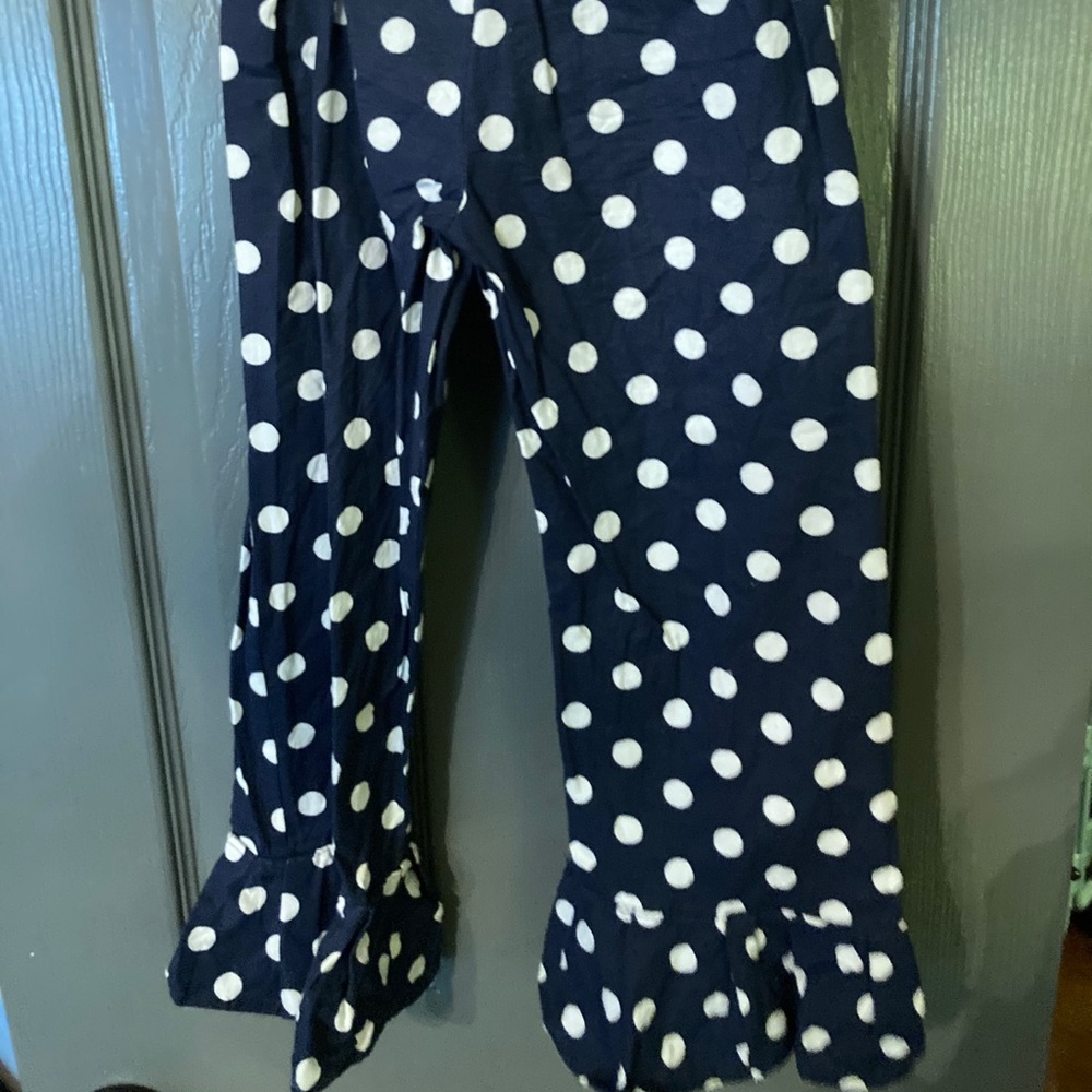 Blue Polka Dot Ruffle Pants